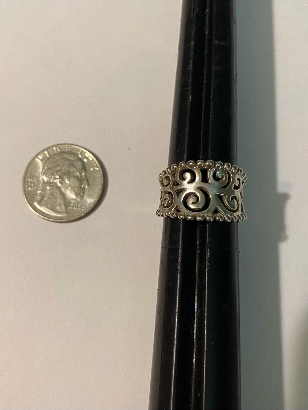 Sterling Silver Scroll Band Ring - Classic Filigree Design (Silver)